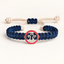 Handcrafted Silver Ganesha & Blue Woven Cord Bracelet