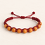 Handcrafted Wooden Beads with Red & Cream Cord Bracelet