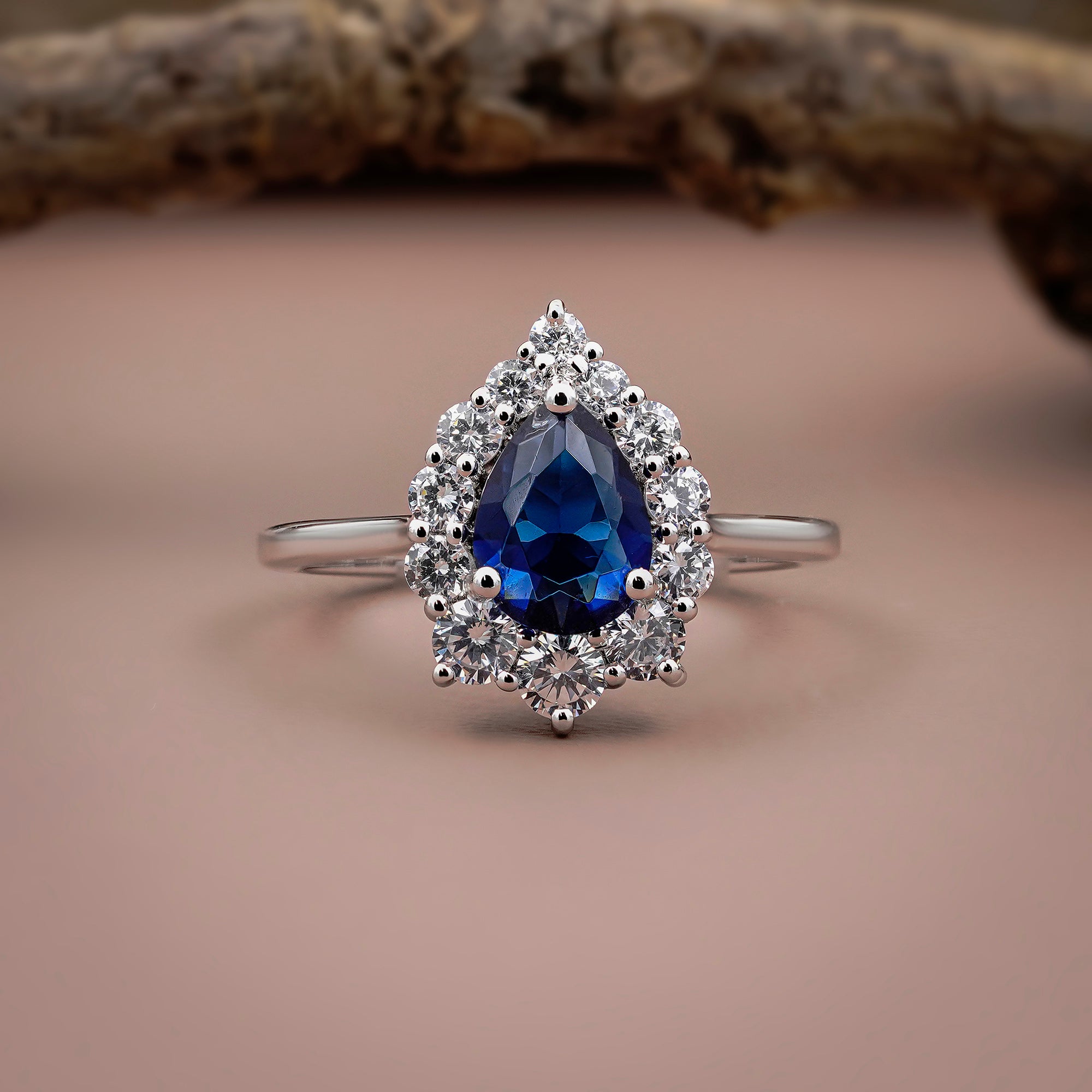 Sapphire Empress Halo Ring