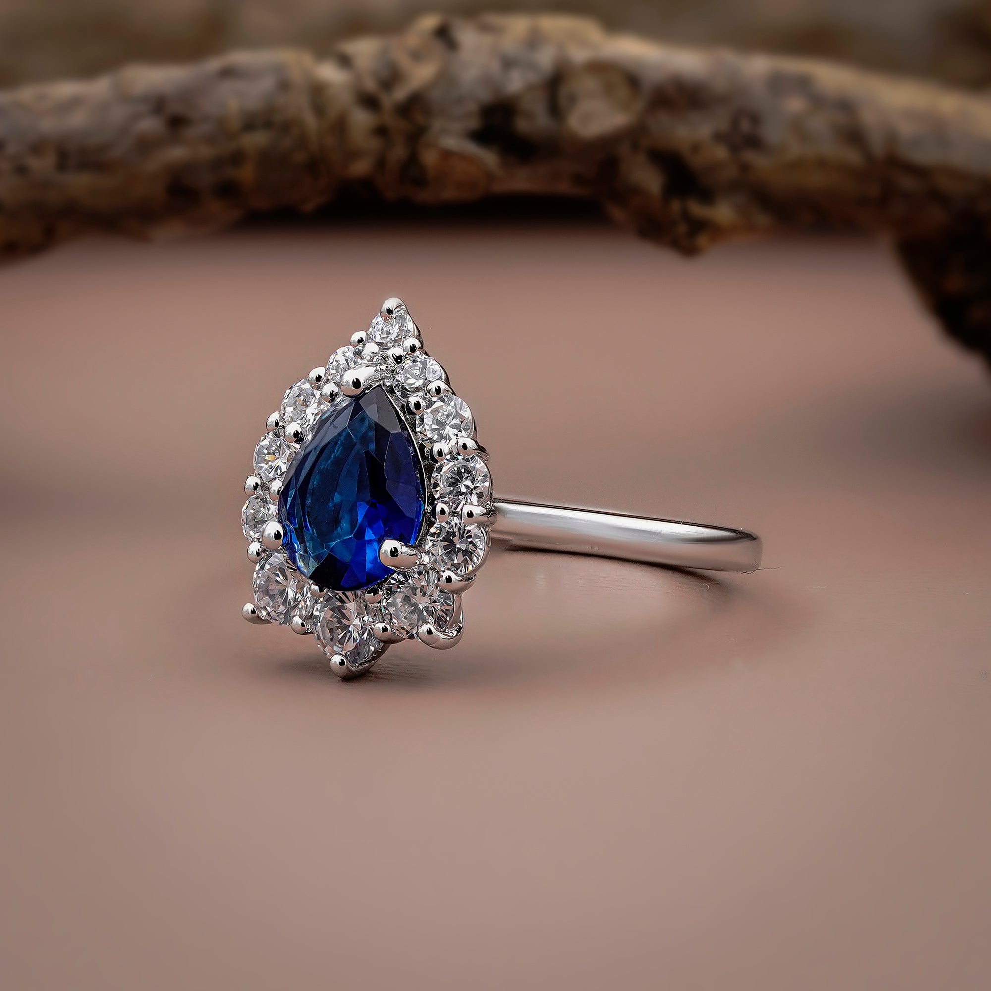 Sapphire Empress Halo Ring