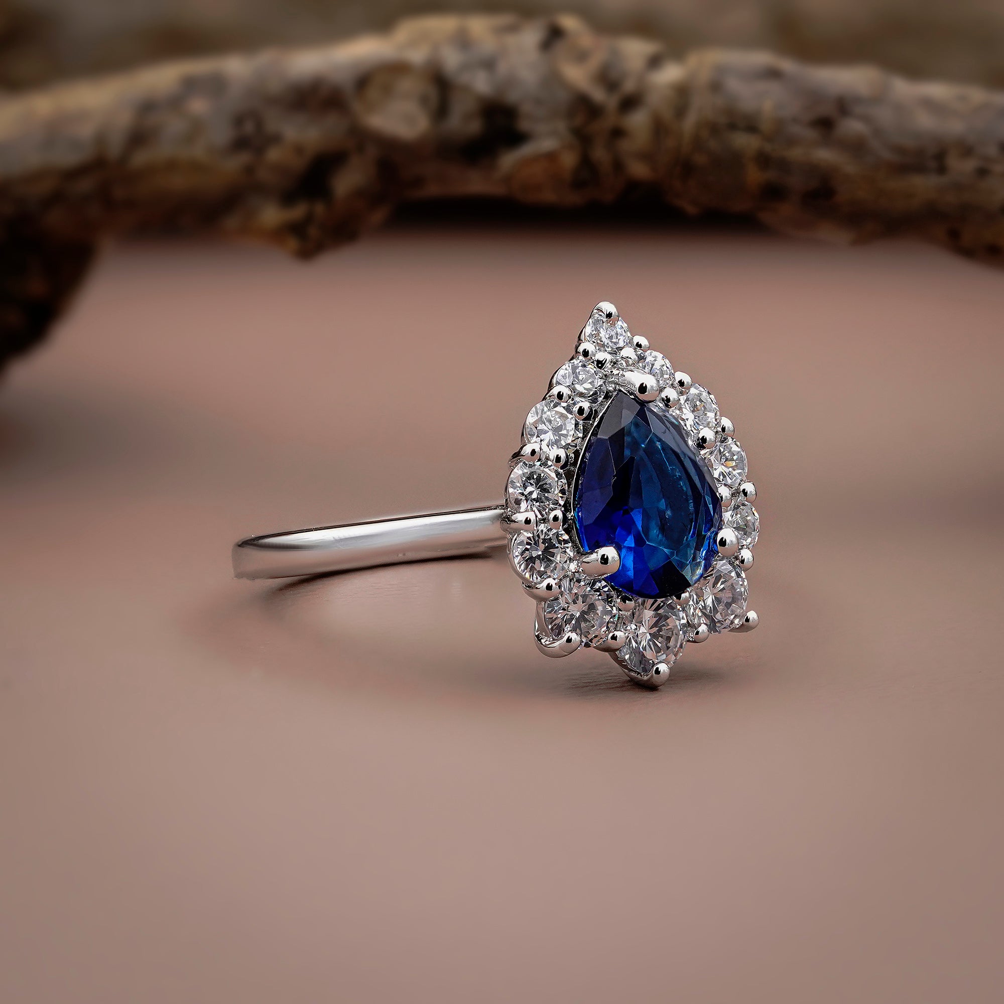 Sapphire Empress Halo Ring