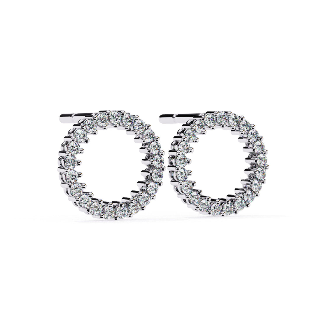 Spark Diamond Circle Stud Earrings