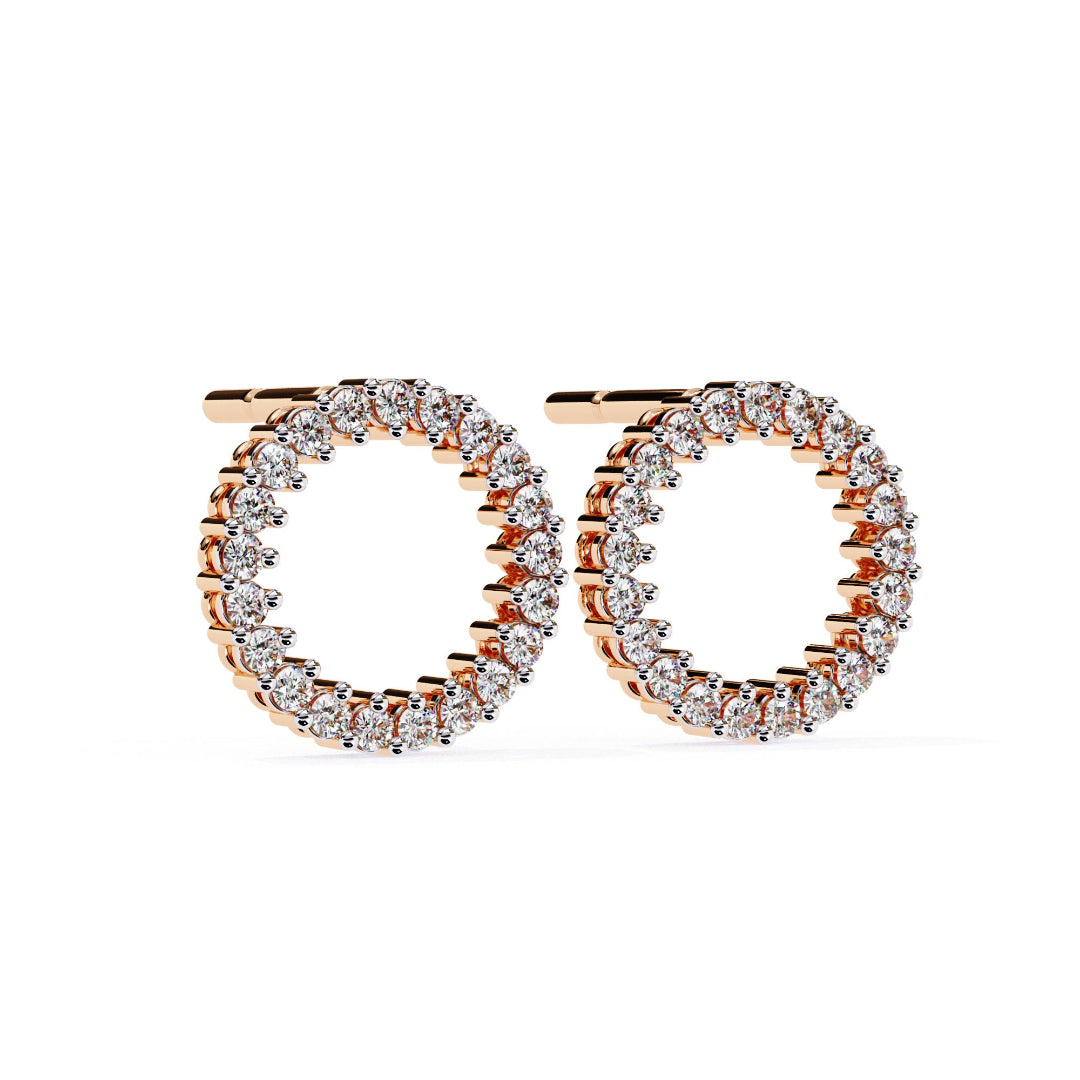 Spark Diamond Circle Stud Earrings