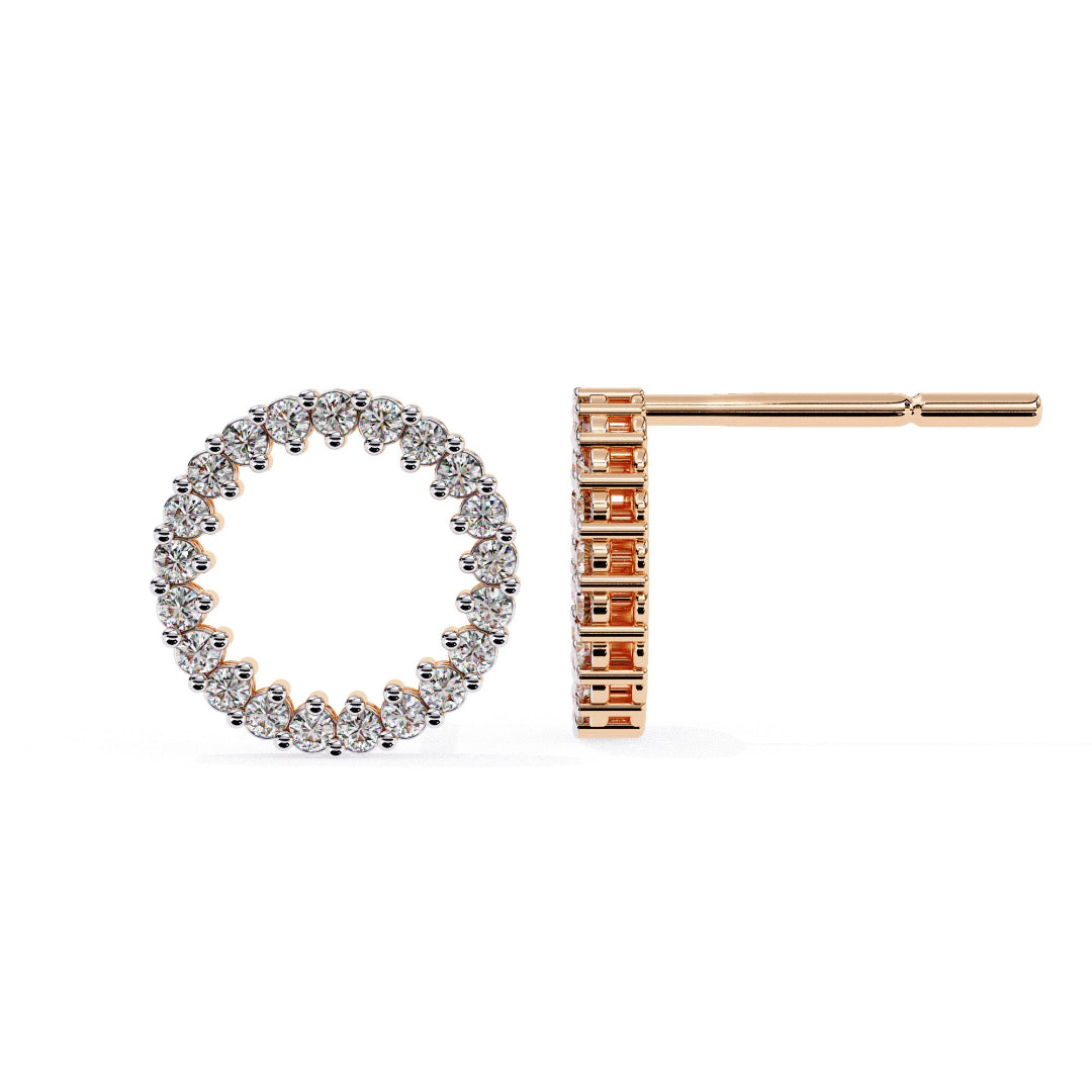 Spark Diamond Circle Stud Earrings