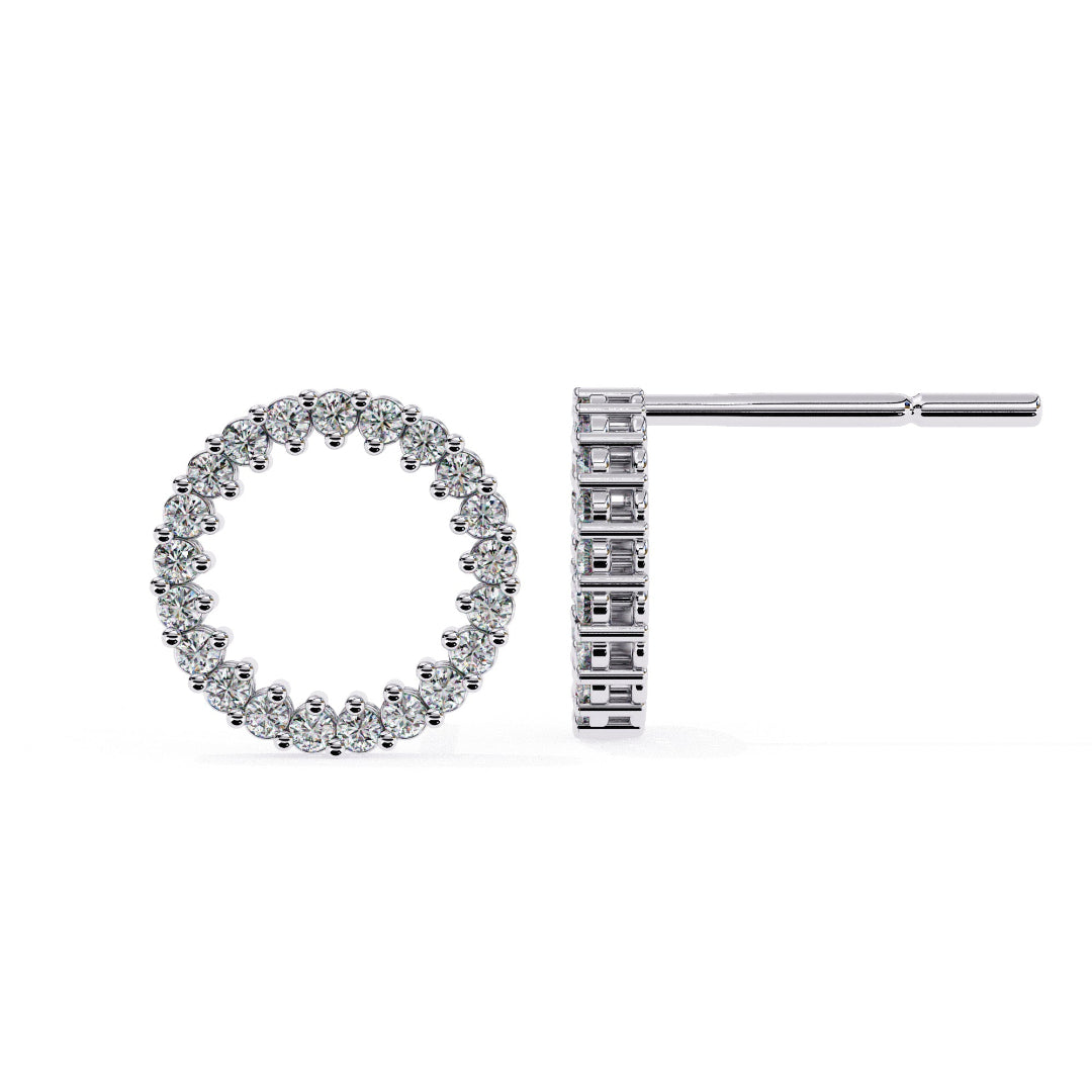 Spark Diamond Circle Stud Earrings