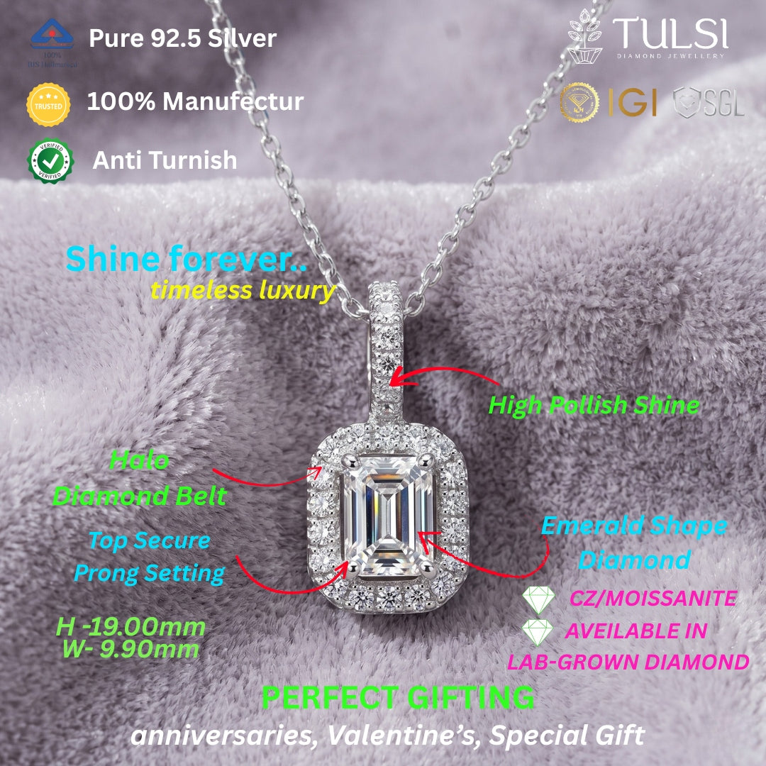 Blush Royale halo emerald Pendant