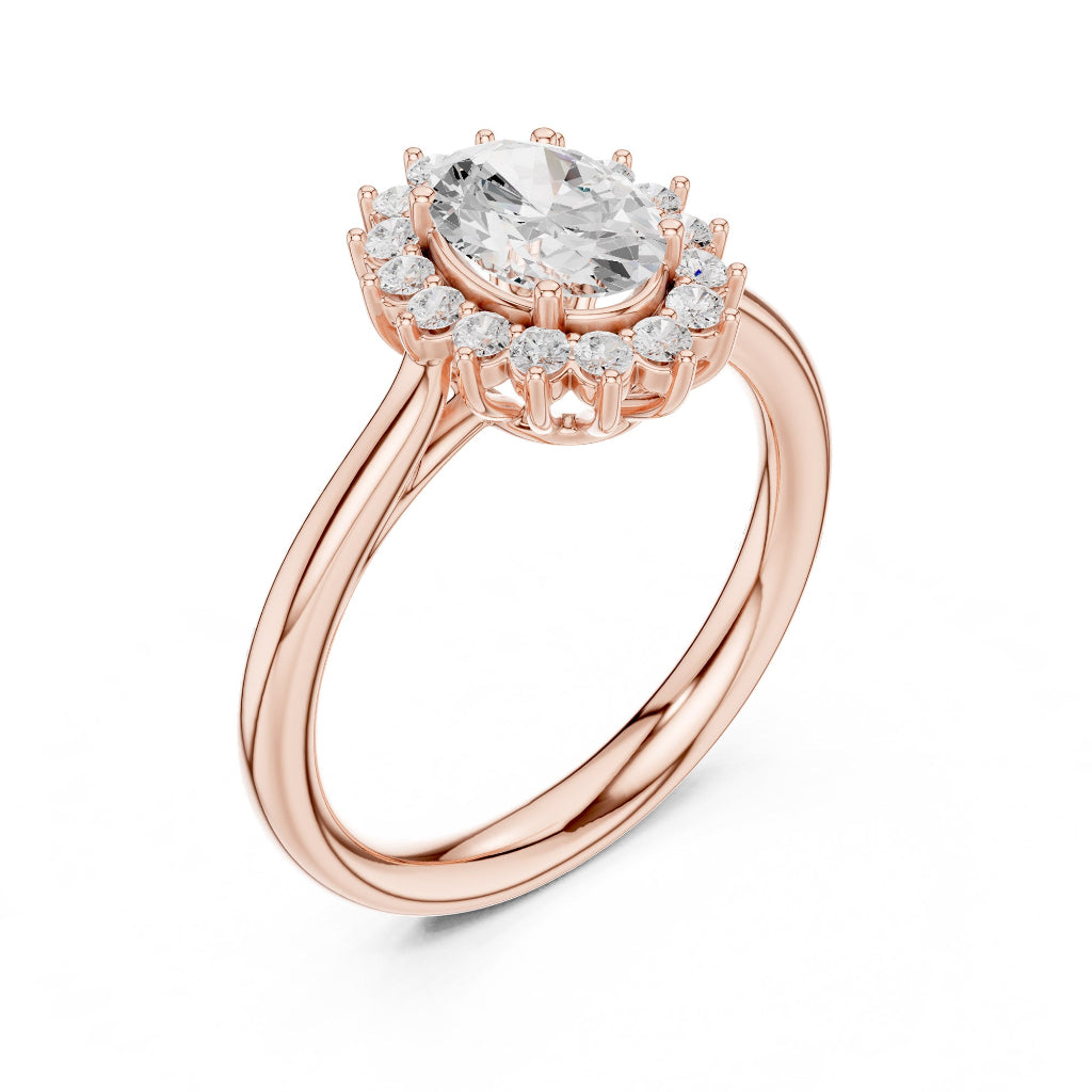 Solitaire Oval Halo Ring