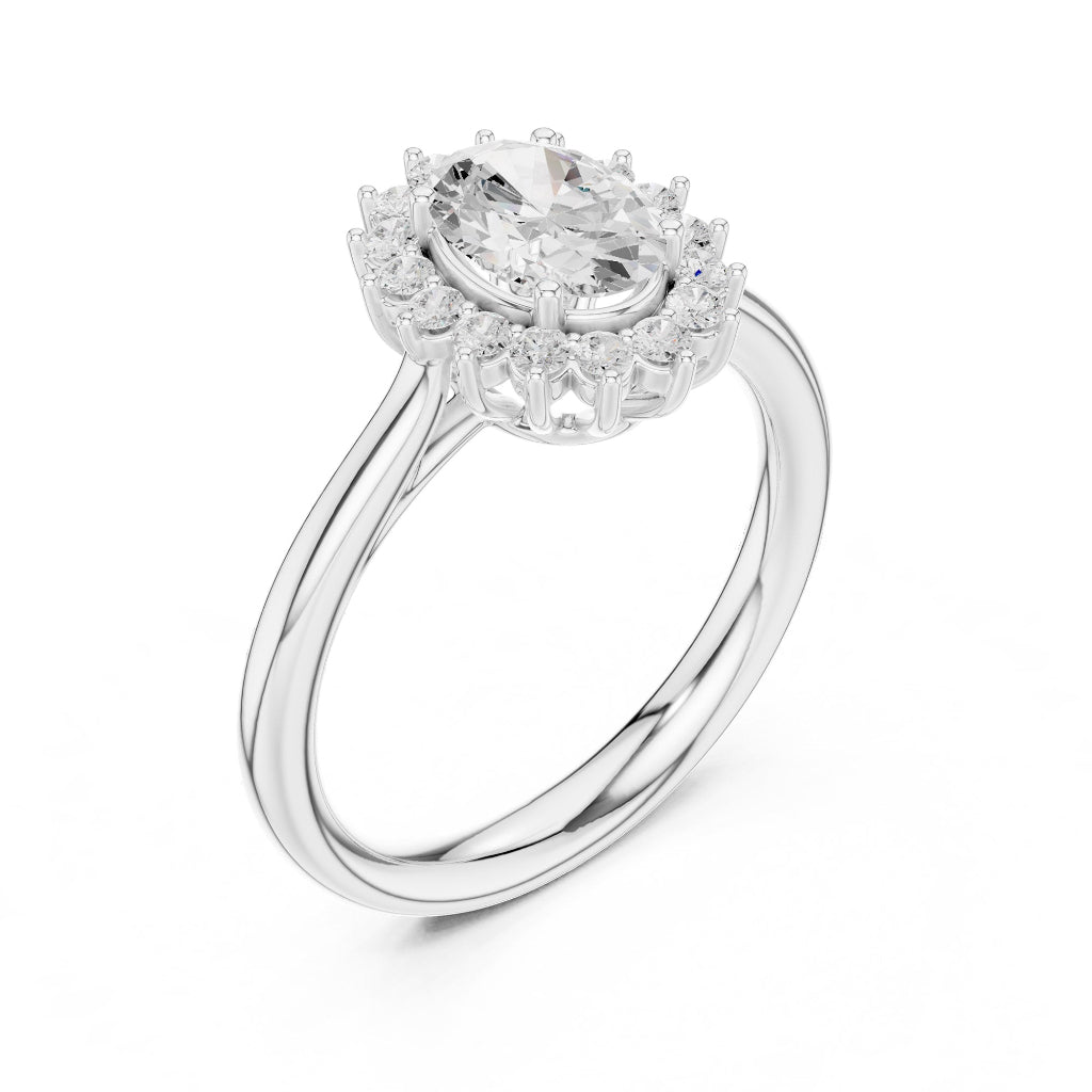 Solitaire Oval Halo Ring