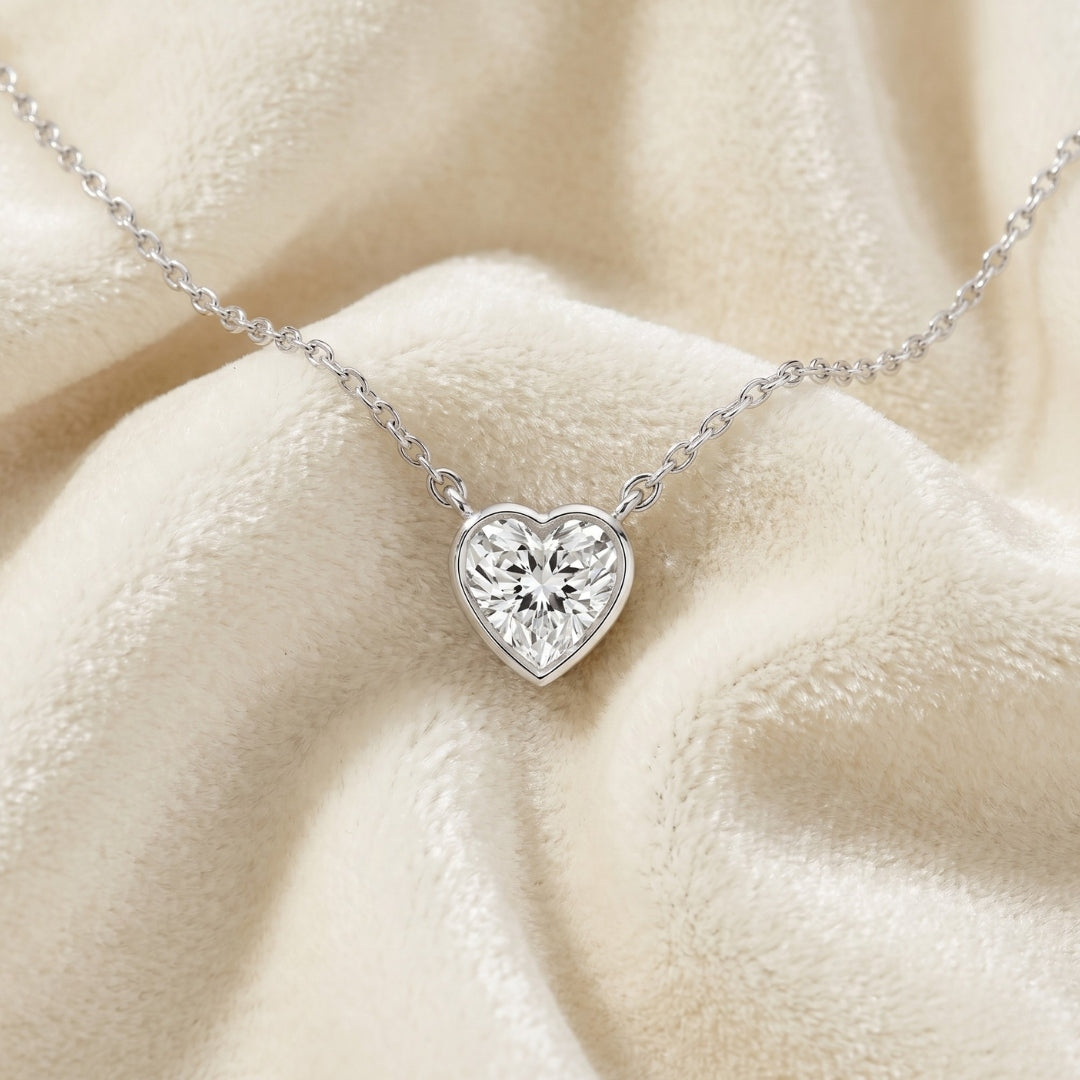 Solitaire Bezel Heart Diamond Pendant Main image