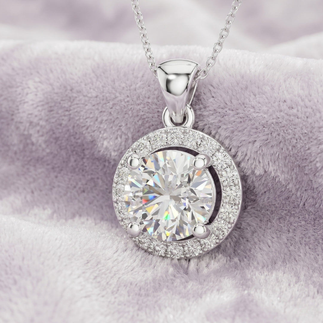Solitaire Round Spark Halo Pedant