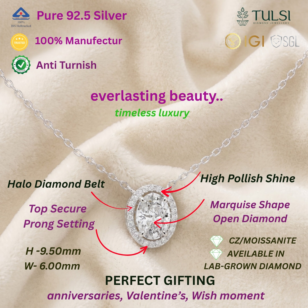 Nirraya Solitaire Ovel Halo Pedant