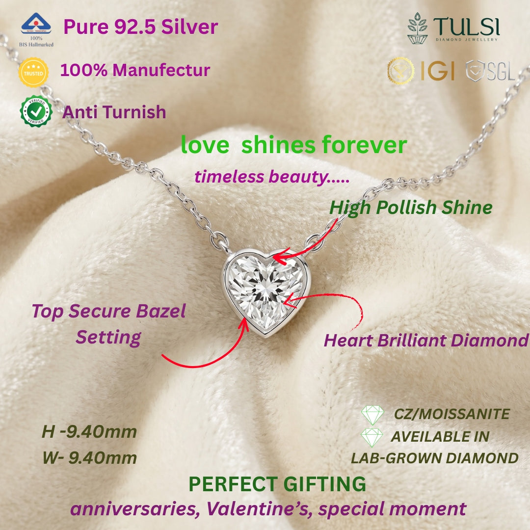 Solitaire Bezel Heart Diamond Pendant