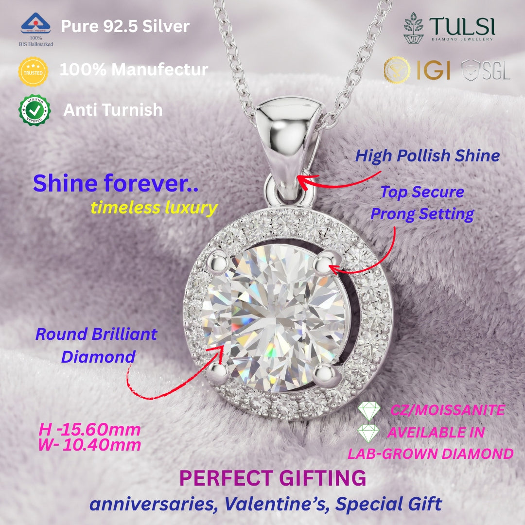 Solitaire Round Spark Halo Pedant