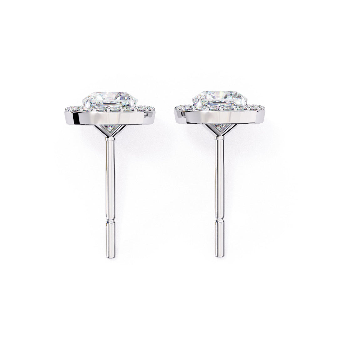 Sparkle Cushion Halo Diamond Stud Earrings