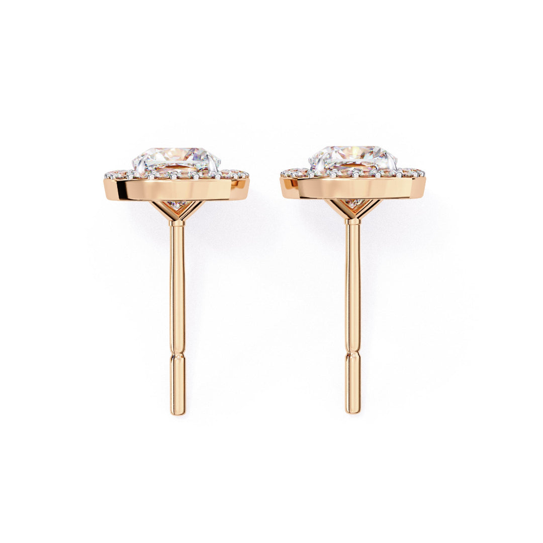 Sparkle Cushion Halo Diamond Stud Earrings