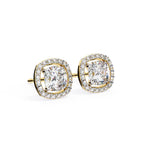 Sparkle Cushion Halo Diamond Stud Earrings