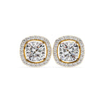 Sparkle Cushion Halo Diamond Stud Earrings