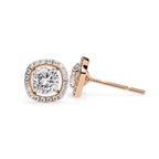 Sparkle Cushion Halo Diamond Stud Earrings