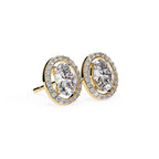 Solitaire Oval Halo Diamond Stud Earrings