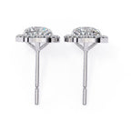 Solitaire Oval Halo Diamond Stud Earrings