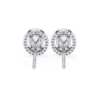 Solitaire Oval Halo Diamond Stud Earrings
