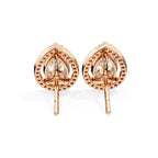 Solitaire Pear Halo Diamond Stud Earrings
