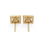 Solitaire Princess Halo Diamond Stud Earrings