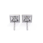 Solitaire Princess Halo Diamond Stud Earrings