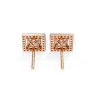 Solitaire Princess Halo Diamond Stud Earrings