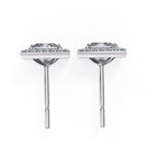 Solitaire Princess Halo Diamond Stud Earrings