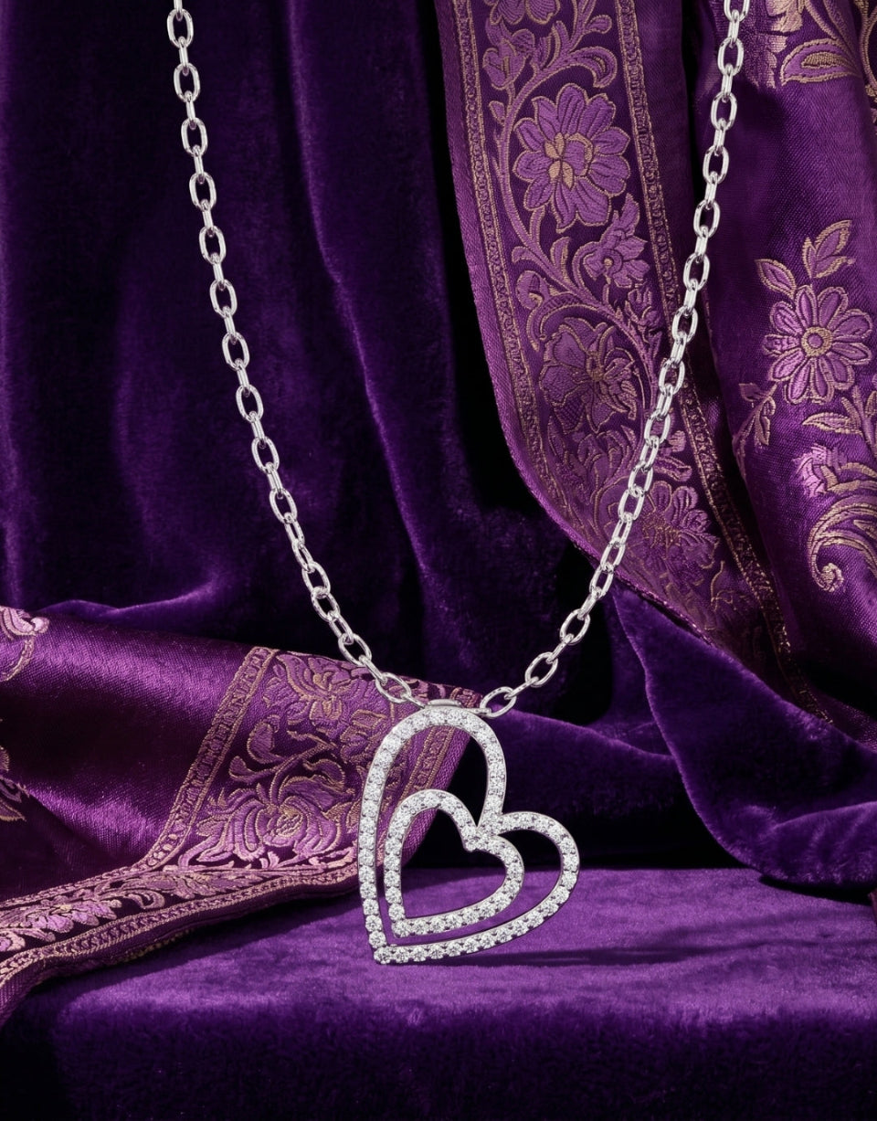 Double Halo Heart Pendant