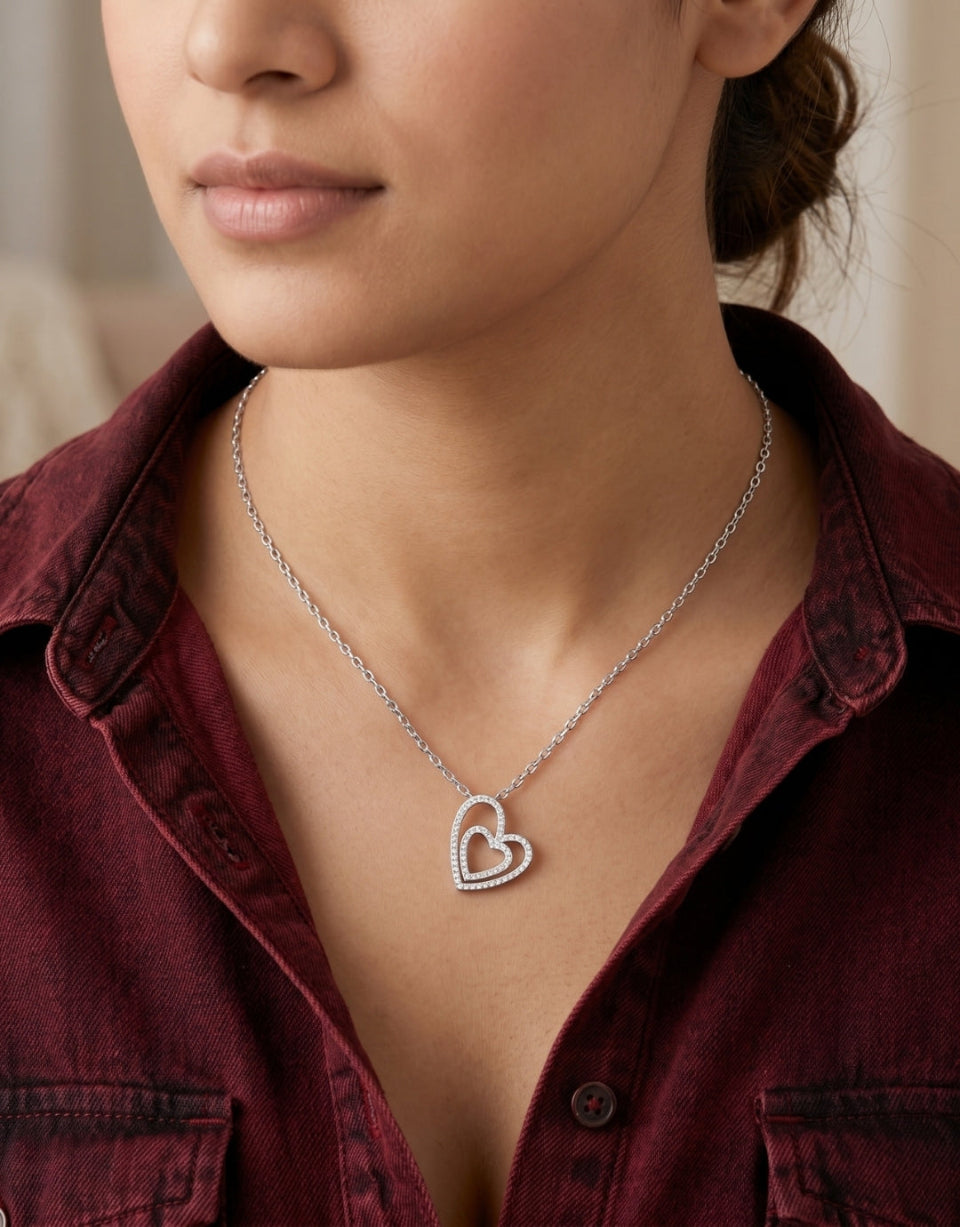 Double Halo Heart Pendant Secondary image