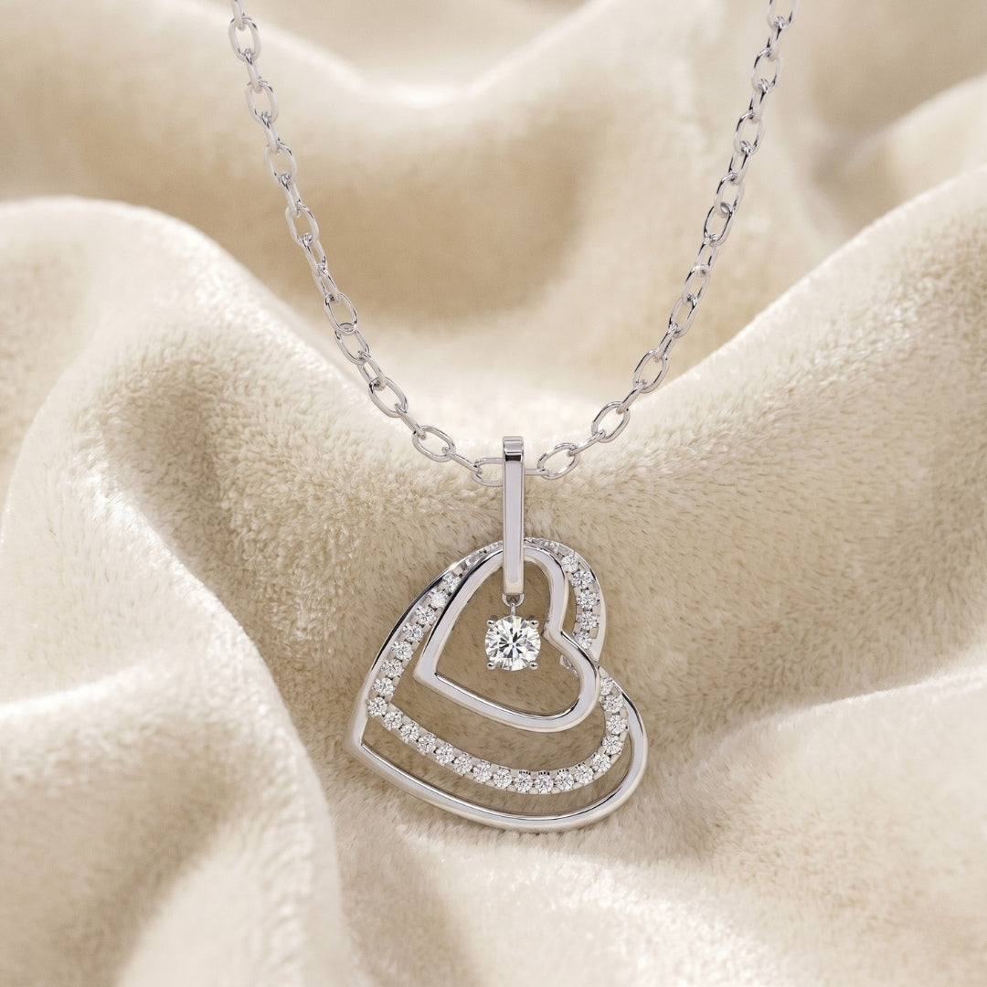Luxes Double Heart Diamond Pendant Main image