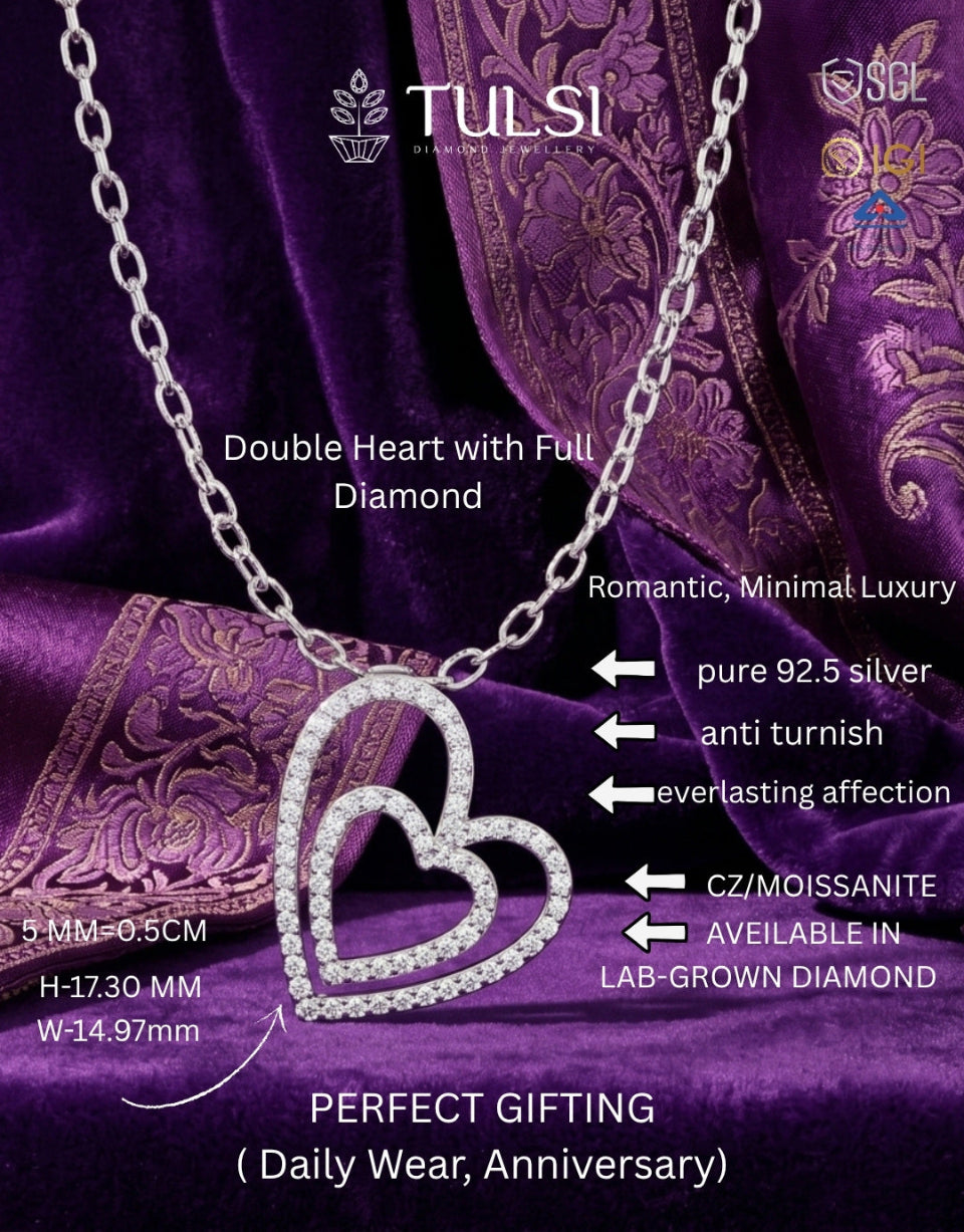 Double Halo Heart Pendant