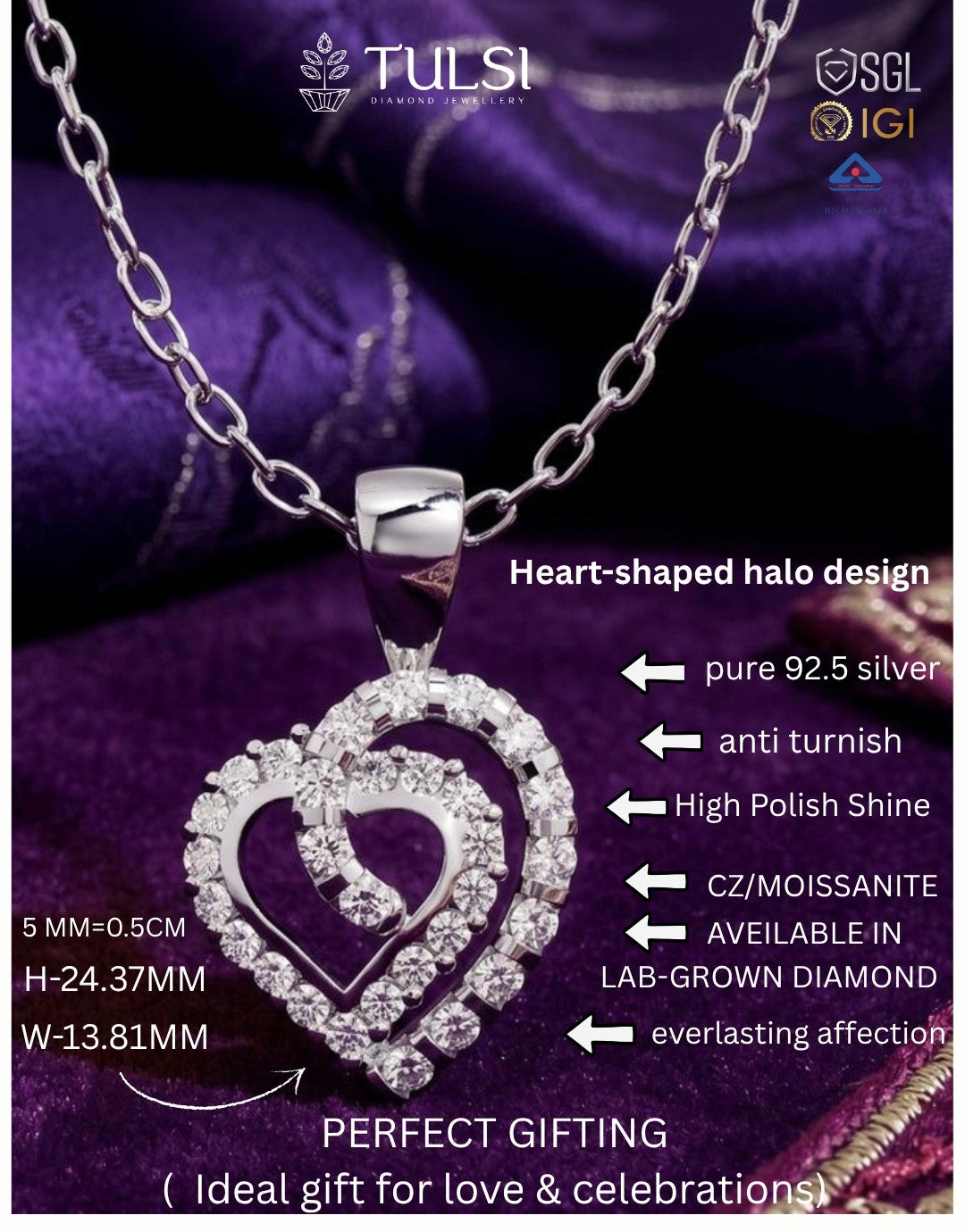 Twinkle Heart Halo Pendant