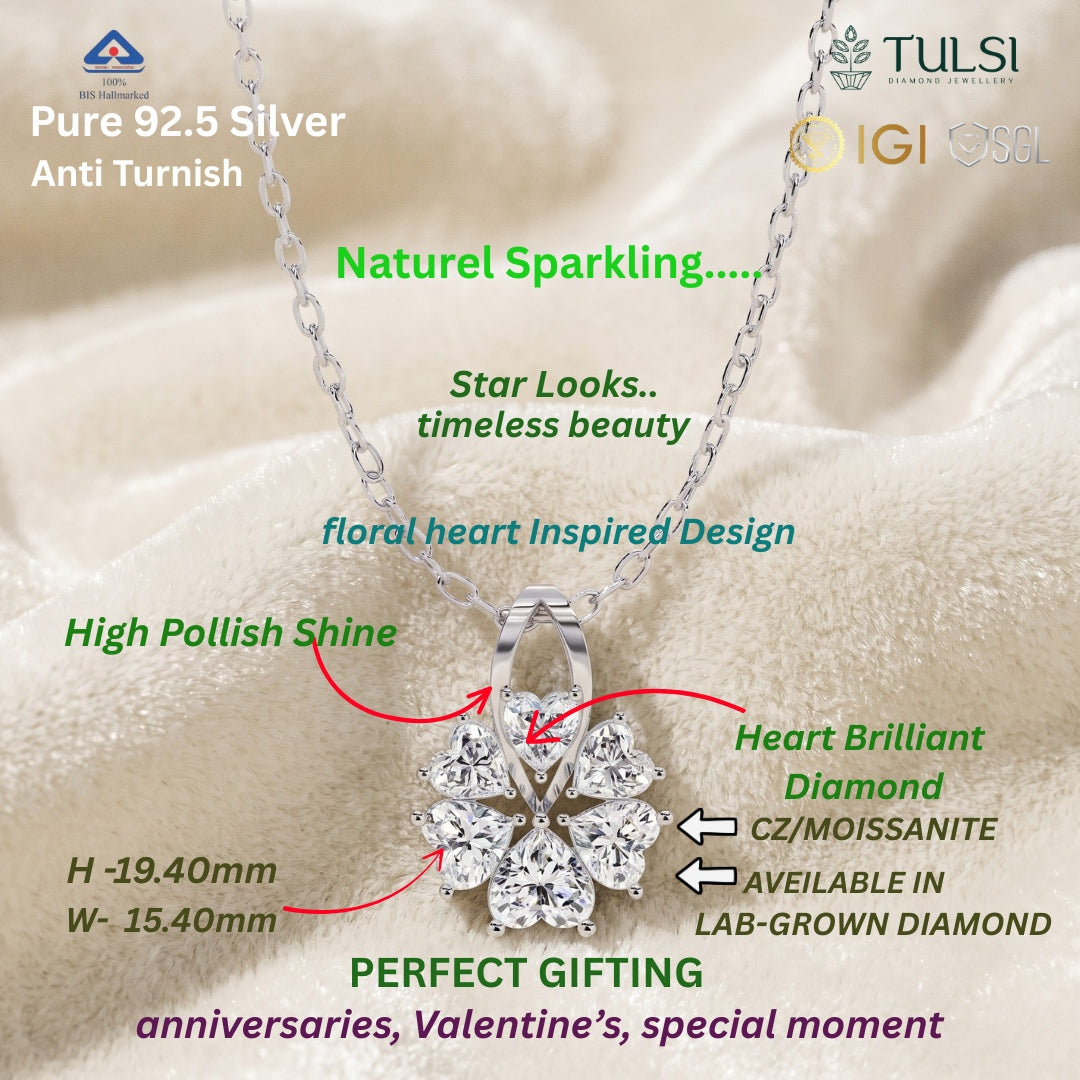 Floral Heart Diamond Pendant