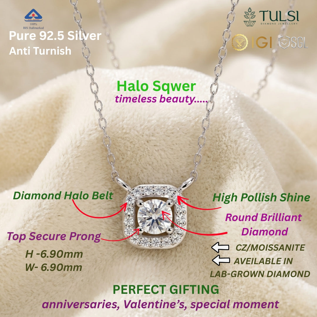Nova Halo Sqwer Diamond Pendant