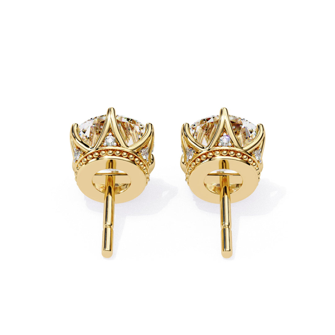 Solitaire Round Royal Star Studs✨