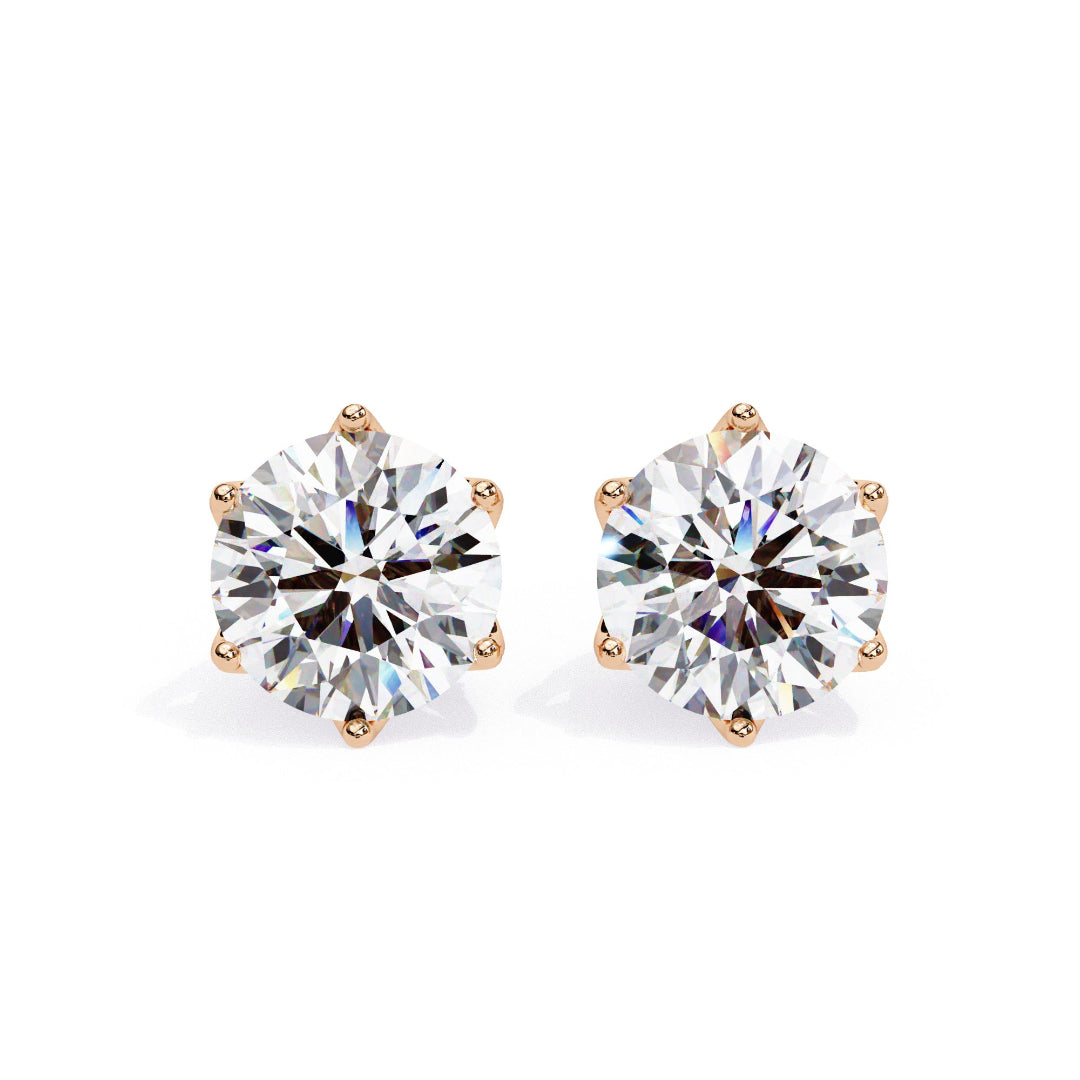 Solitaire Round Royal Star Studs✨