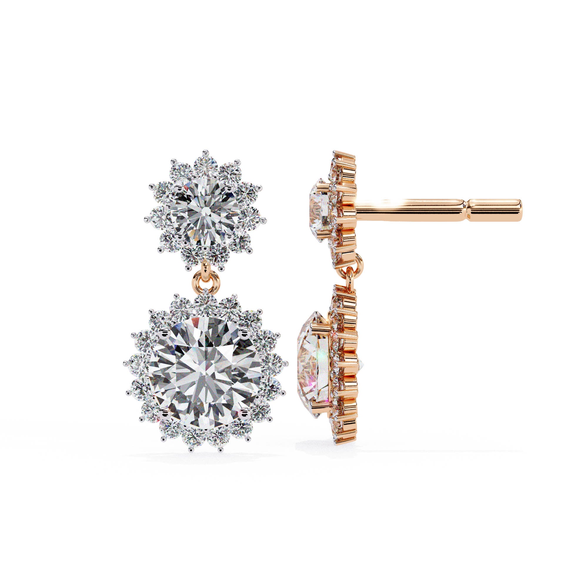 Imperial Bloom Halo Lab-Grown Diamond Earrings