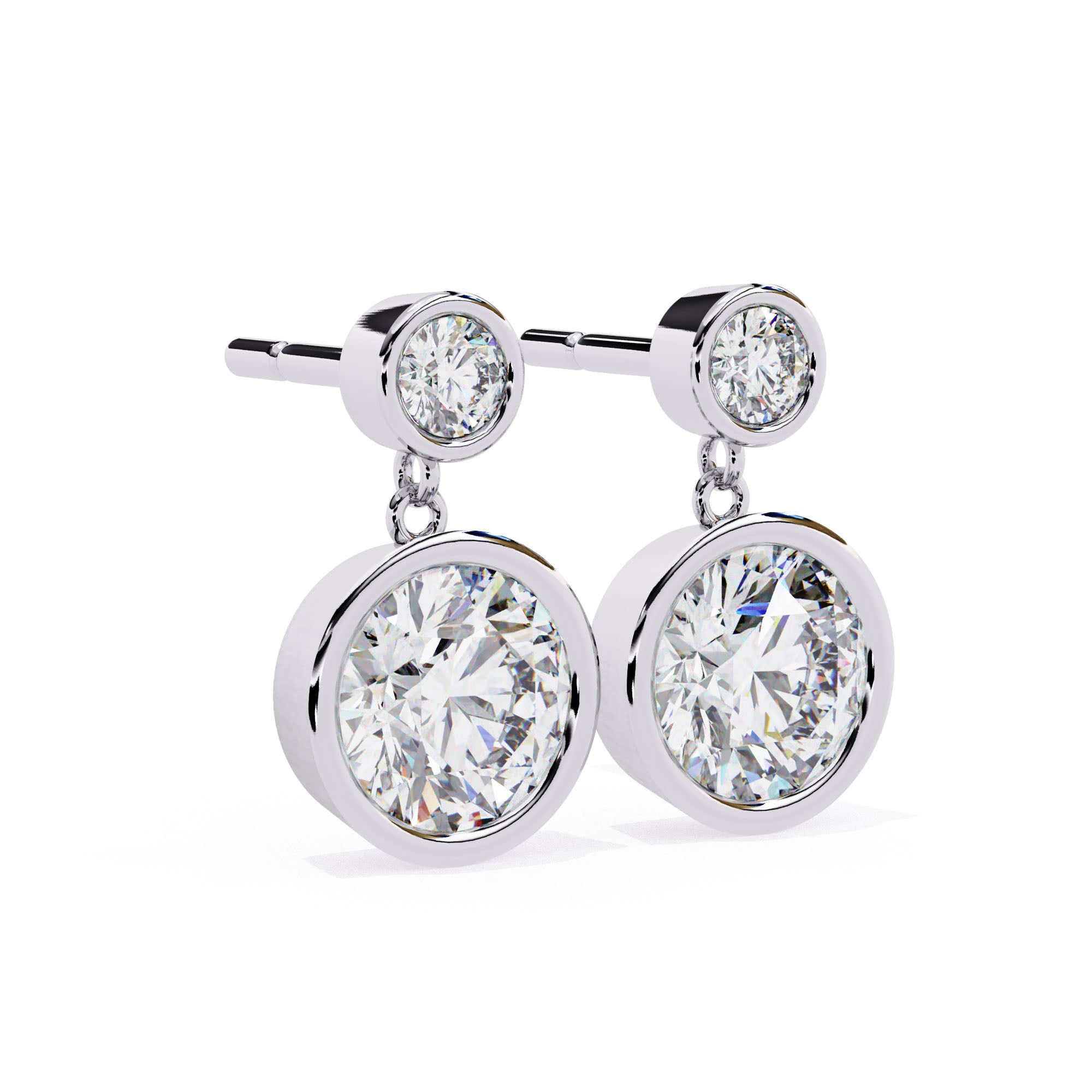 Radiance Bezel Drop Diamond Earrings