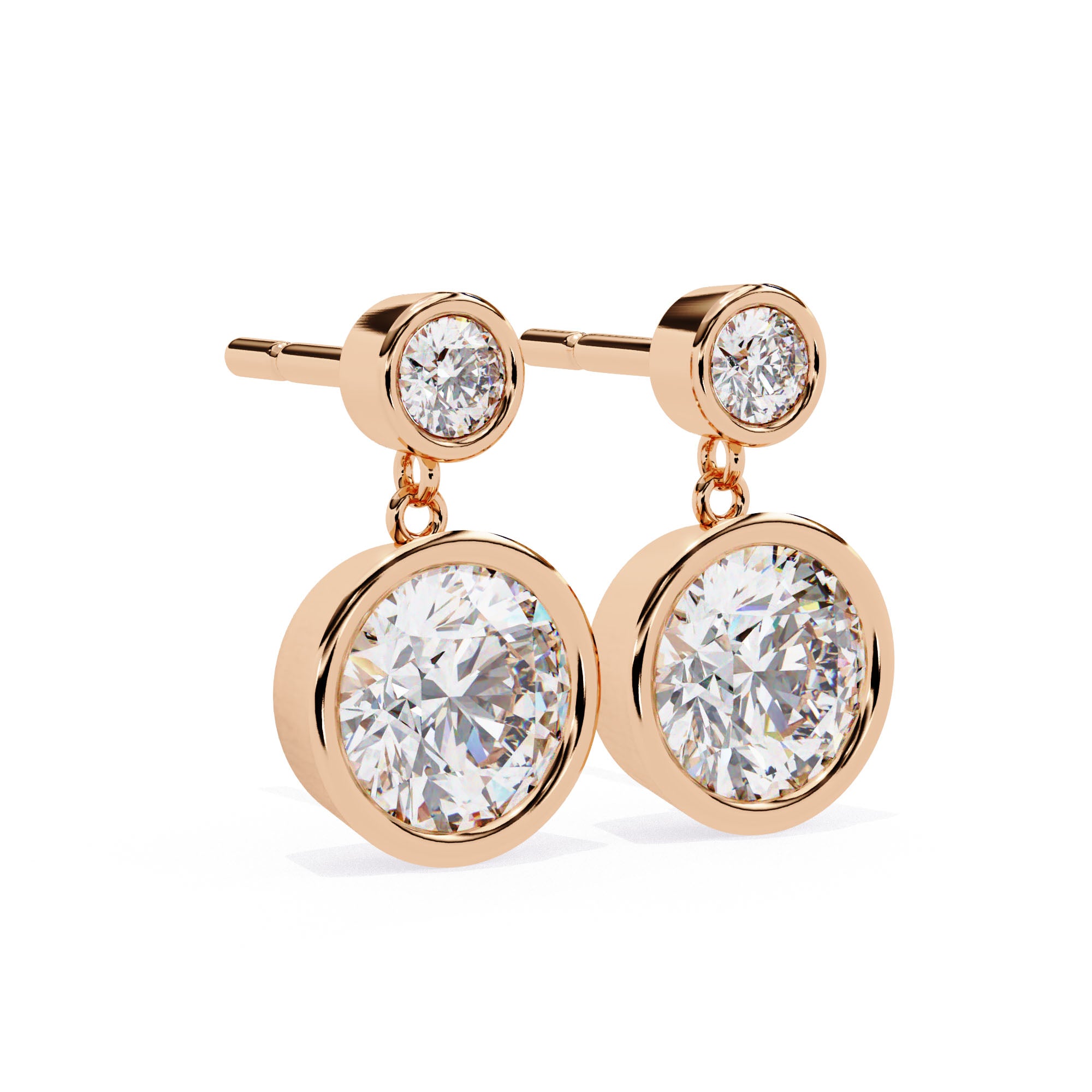 Radiance Bezel Drop Diamond Earrings