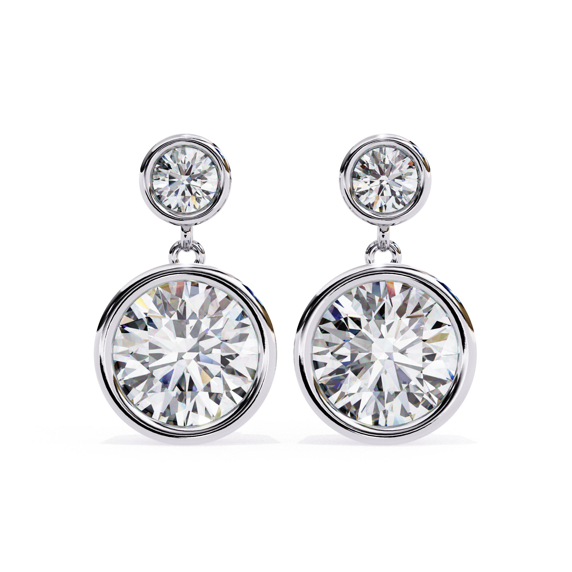 Radiance Bezel Drop Diamond Earrings