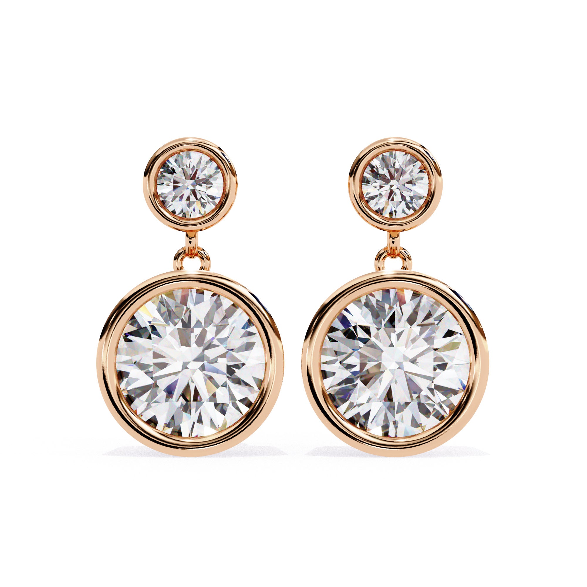 Radiance Bezel Drop Diamond Earrings