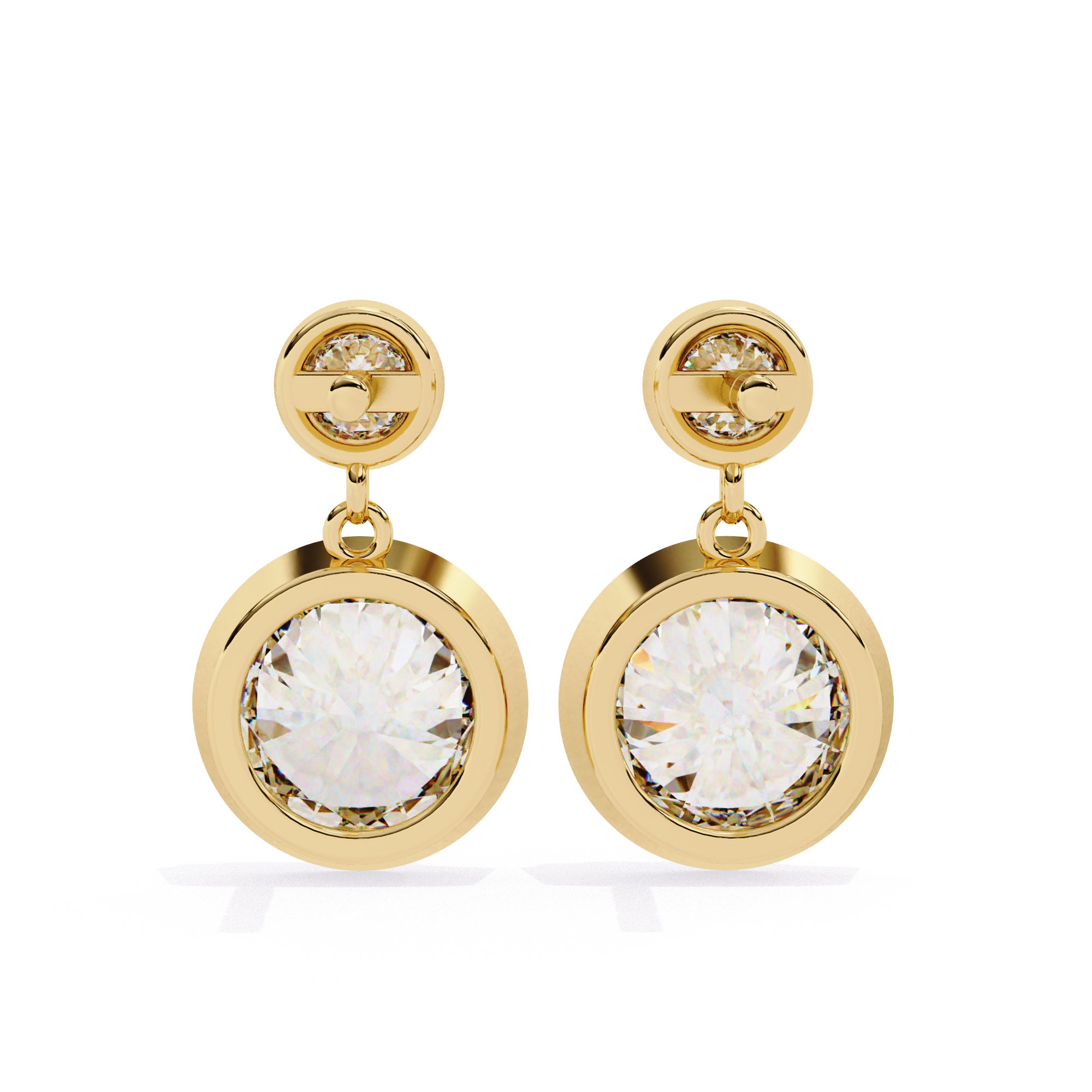 Radiance Bezel Drop Diamond Earrings