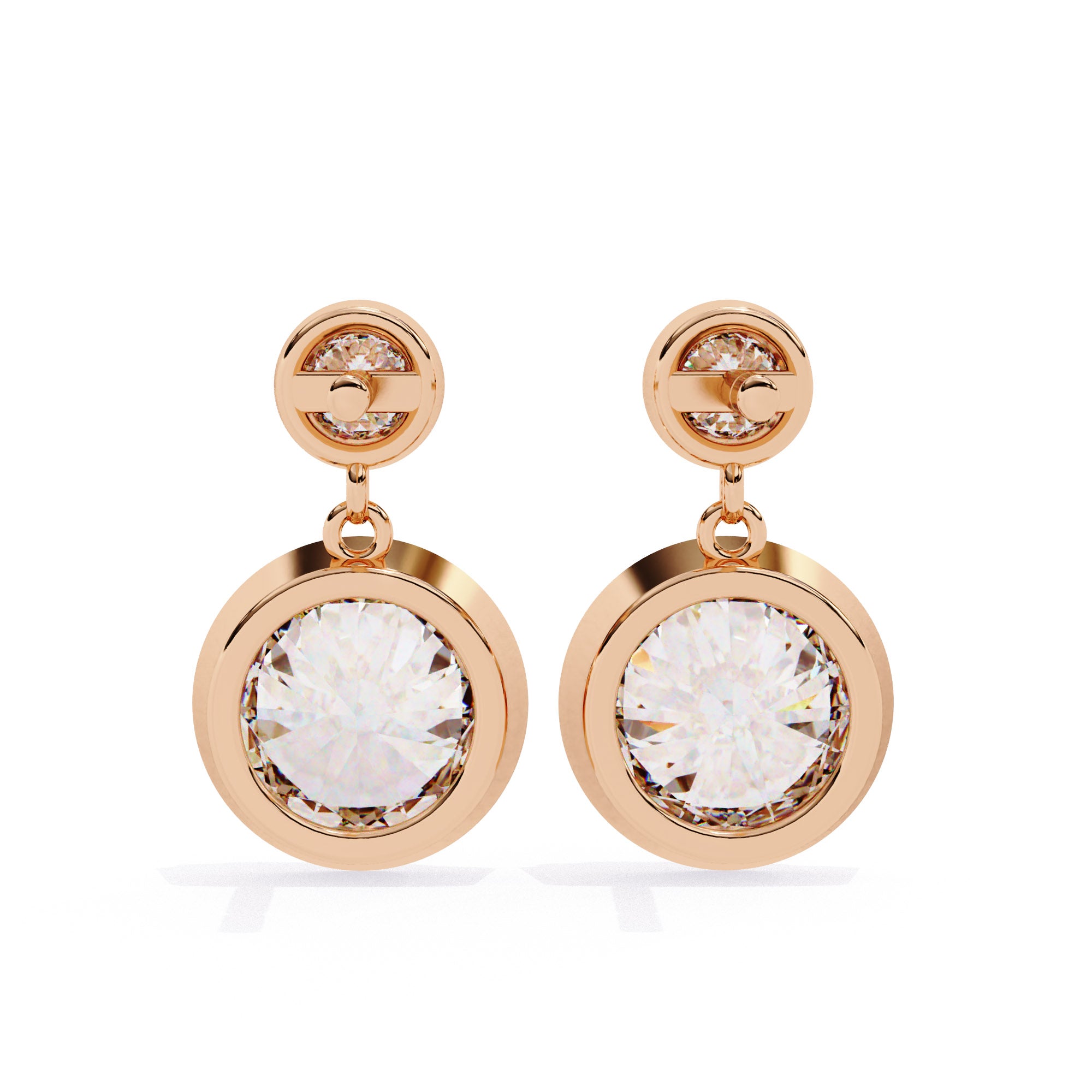 Radiance Bezel Drop Diamond Earrings