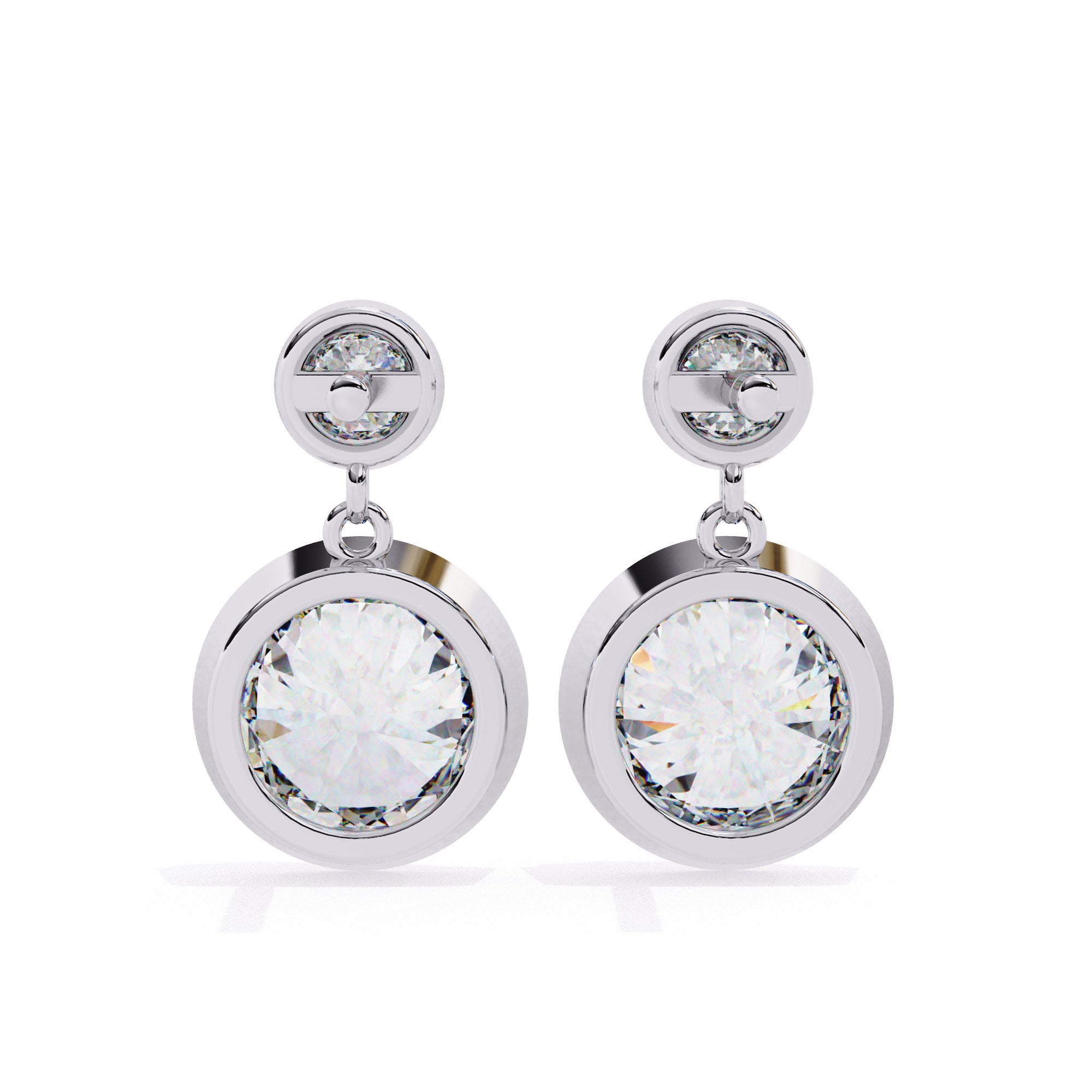 Radiance Bezel Drop Diamond Earrings