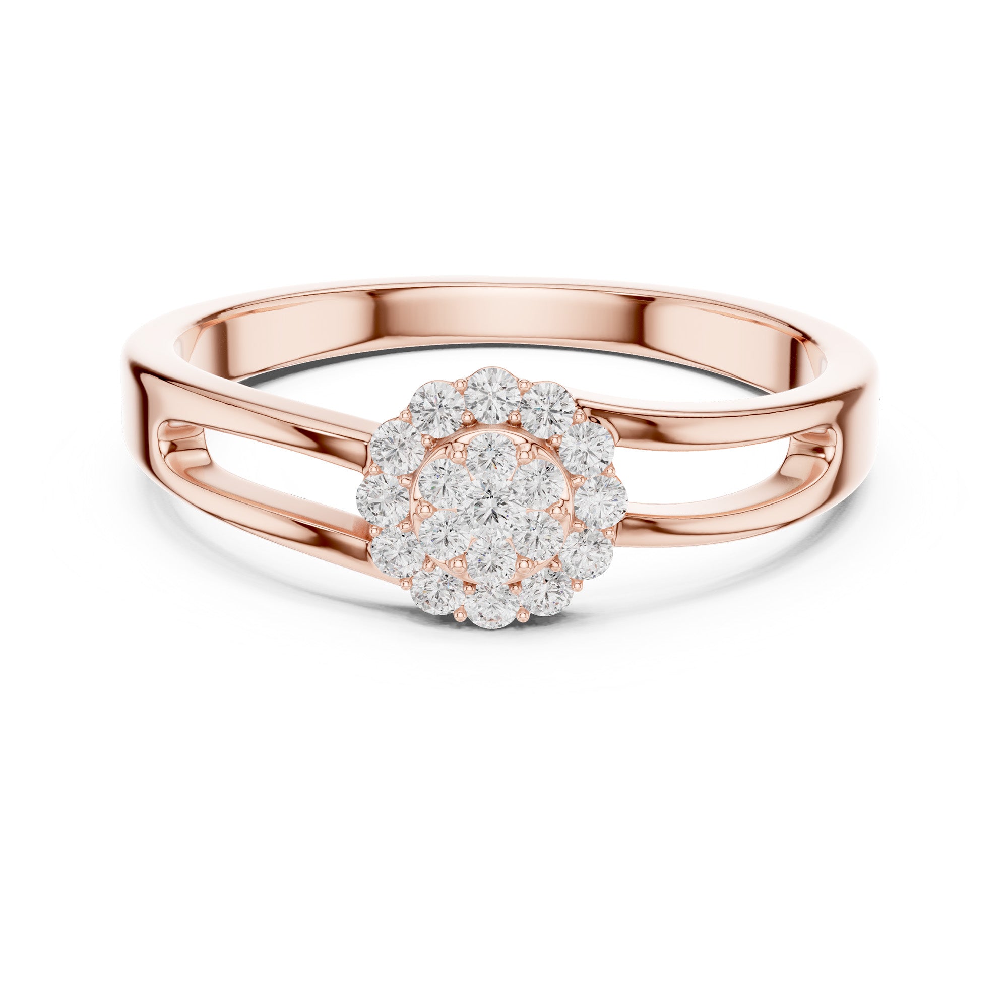 Cross Band Floral Spark Ring