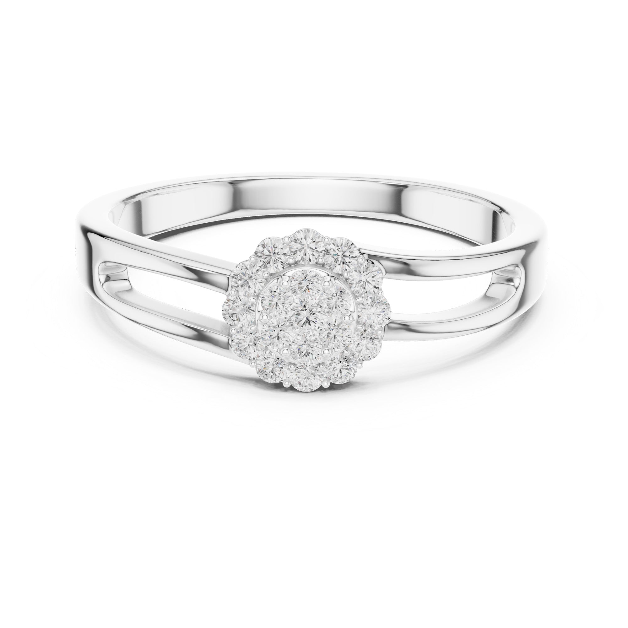 Cross Band Floral Spark Ring