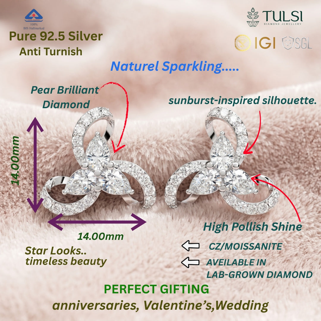 Trinity Pear Diamond Studs